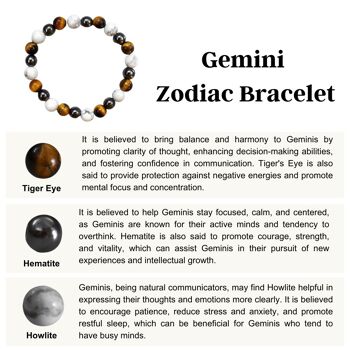 Gemini Zodiac Bracelet, Zodiac Sign Gifts, Zodiac Gifts, Gemini Birthstones Crystals, Zodiac Crystals Zodiac Stones Gift Healing Gemstones 2