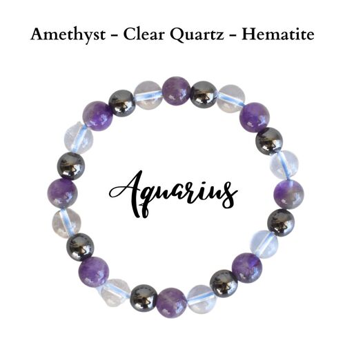 Aquarius Stones Bracelet, Zodiac Sign Crystal Bracelets Zodiac Gifts Zodiac Crystals Gift Aquarius Birthstone Healing Stones Horoscope Gifts