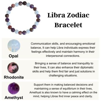 Libra Zodiac Bracelet, Zodiac Sign Stones Gifts, Zodiac Gifts, Horoscope Gift Zodiac Crystal Bracelet Healing Zodiac Stones, Zodiac Jewelry 2