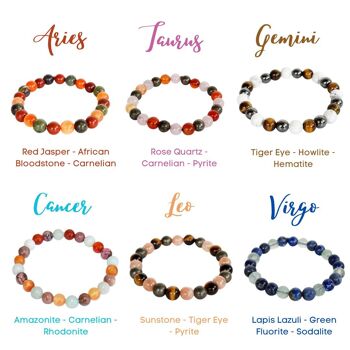 Libra Zodiac Bracelet, Zodiac Sign Stones Gifts, Zodiac Gifts, Horoscope Gift Zodiac Crystal Bracelet Healing Zodiac Stones, Zodiac Jewelry 7