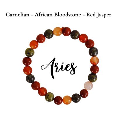 Pulsera del zodíaco Aries, regalos del signo del zodíaco, regalos del zodíaco, pulsera de cristales del zodíaco Aries, pulsera de piedra de nacimiento de Aries joyería del zodíaco