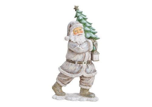 Nikolaus mit Baum aus Poly Weiß (B/H/T) 12x23x8cm