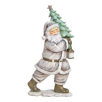 Nikolaus mit Baum aus Poly Weiß (B/H/T) 9x17x5cm