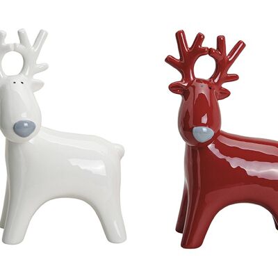Moose in red and white made of ceramic