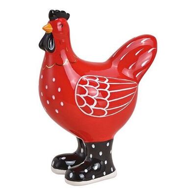 Pollo de cerámica rojo (An / Al / Pr) 13x17x8cm