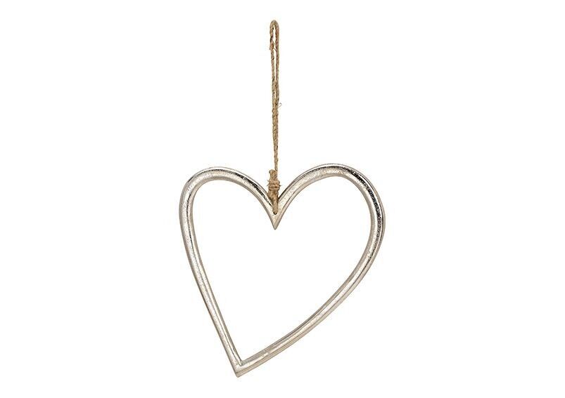 Cuore in metallo argento (L/A/P) 22x26x1 cm