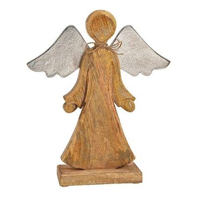Angel made of mango wood with metal wings brown (W / H / D) 29x35x6cm