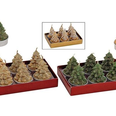 Tealight set 6 pieces, assorted fir trees (W / H / D) 4x5.5x4 cm