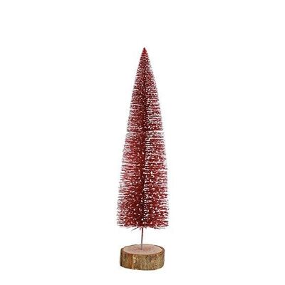 Tannenbaum auf Baumstamm mit Glitter aus Kunststoff Rot (B/H/T) 10x34x10cm