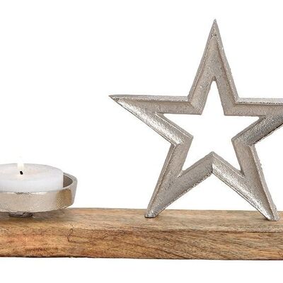 Candle holder star made of metal mango wood silver (W / H / D) 26x17x8cm