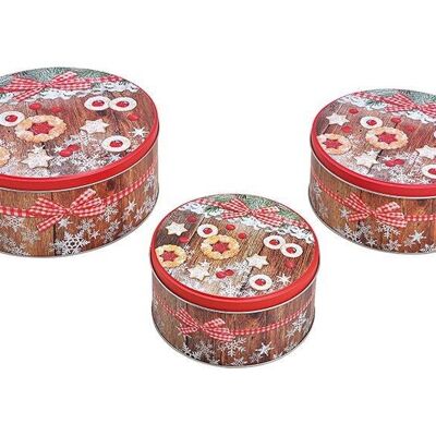 Set de boîtes de décoration pour biscuits de Noël en métal, lot coloré de 3, (L/H/P) 19x9x19cm