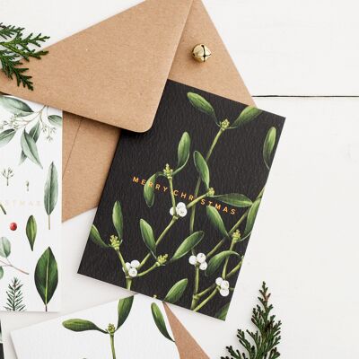 Mistletoe - Black - Christmas Card