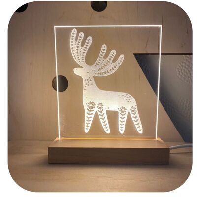 Il biglietto artistico del luminare del cervo con set di luci a LED