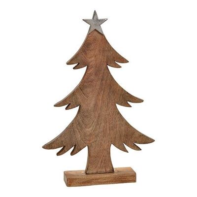 Albero in legno di mango con decoro a stella in alluminio marrone (L / A / P) 33x50x8cm