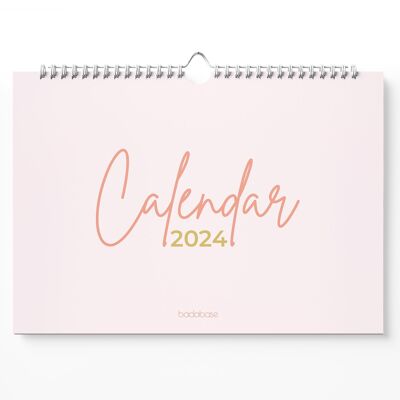 Calendrier mensuel minimal 2024, A3 et A4, début du lundi
