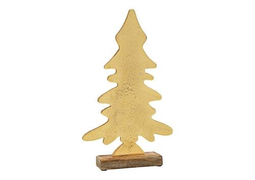 Aufsteller Tannenbaum aus Mangoholz/Metall Gold (B/H/T) 22x37x5cm