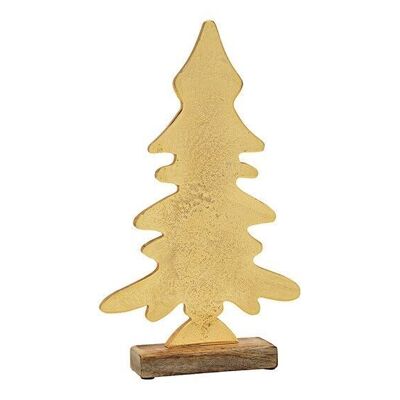 Aufsteller Tannenbaum aus Mangoholz/Metall Gold (B/H/T) 22x37x5cm