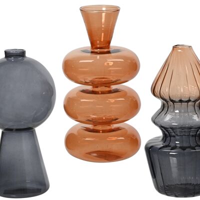 3er-Set Vase aus Glas unterschiedlich