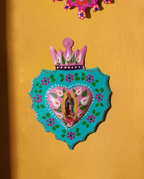 Coeur fleuri Vierge de Guadalupe