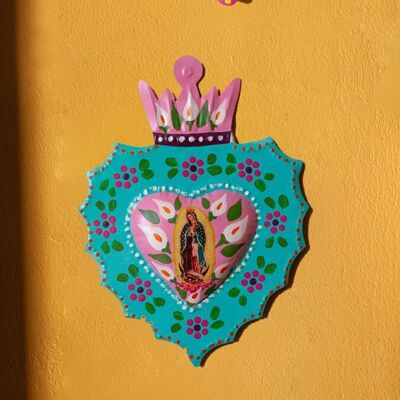 Coeur fleuri Vierge de Guadalupe