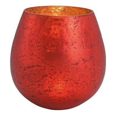 Glass lantern red (H) 18cm Ø18cm