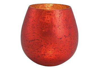 Lanterne en verre rouge (H) 18cm Ø18cm