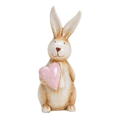 Coniglietto con cuore in ceramica beige (L/A/P) 7x17x6cm