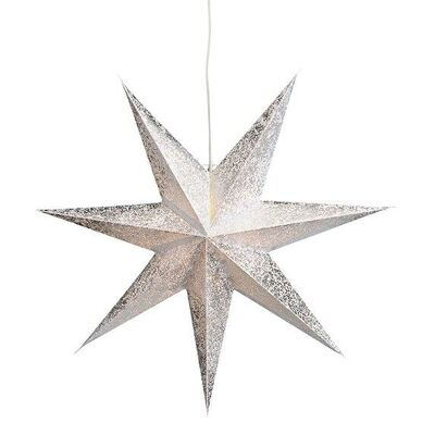 Papel estrella luminosa blanco plata 7 puntas 60cm