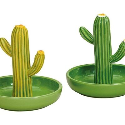 Assiette cactus vert en céramique 2 volets