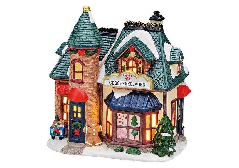 Lichthaus GIFT SHOP in porcellana colorata (L/A/P) 14x15x10cm