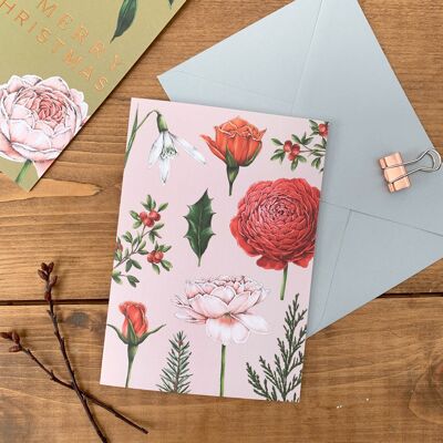 Berry Roses - Pink - Berry Roses - Christmas Card