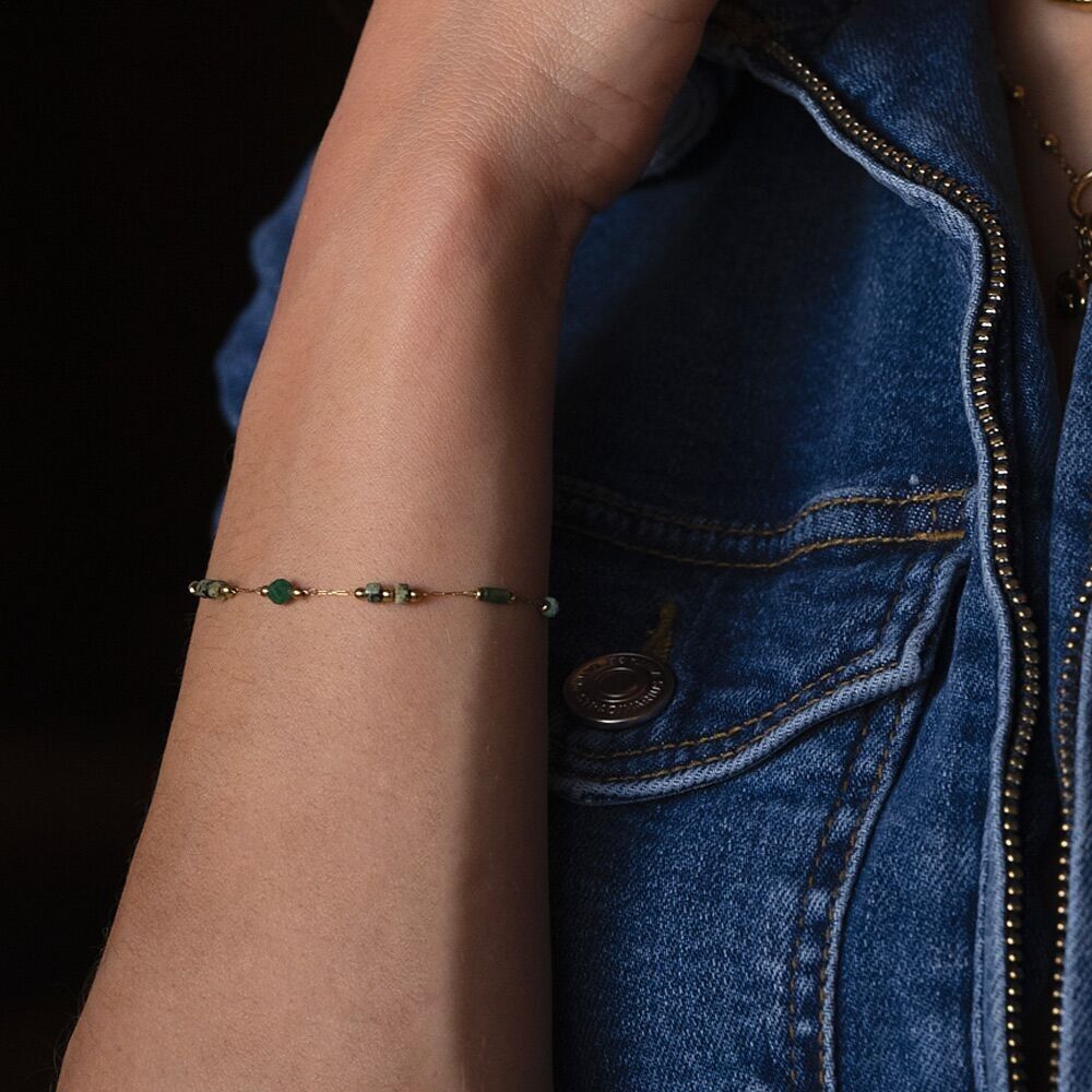 Meglanie-Armband – runde und zylindrische Natursteine