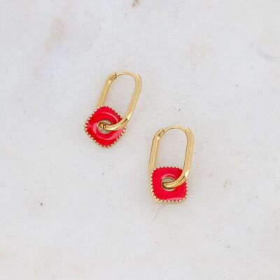 Soléa mini hoop earrings - colored enamel square