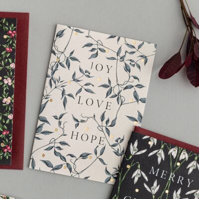 JOY LOVE HOPE – Merry Nouveau – Weihnachtskarte