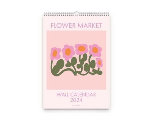 2024 Flower Market Wall Calendar, Monday Start, A4
