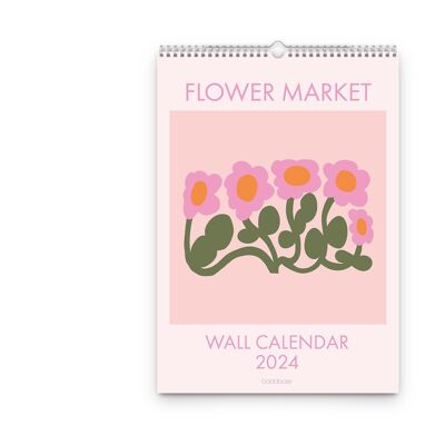 Calendrier mural du marché aux fleurs 2024, début du lundi, A4