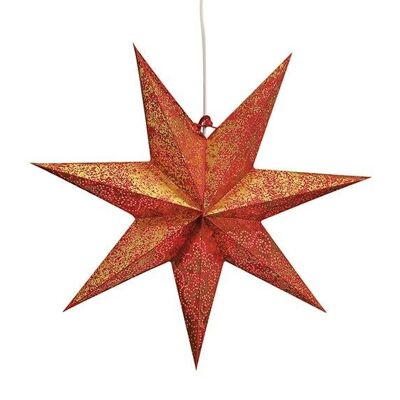 Papel estrella luminosa rojo / dorado 7 puntas 45cm