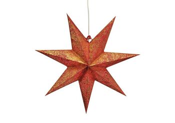 Papier étoile lumineuse rouge / or 7 pointes 45cm