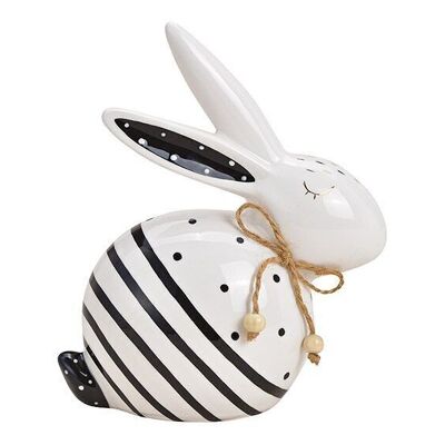 Conejo de cerámica blanco, negro (An / Al / P) 17x19x8cm
