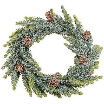 Spruce wreath with snow made of plastic green (W / H / D) 25x25x5cm