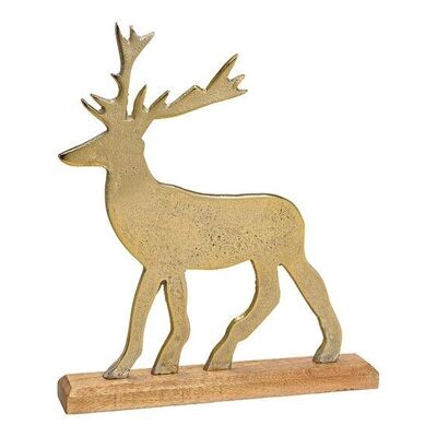 Deer on mango wood base made of metal gold (W / H / D) 30x36x5cm