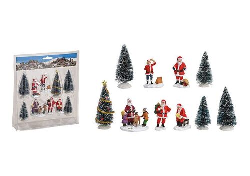 Miniatur Set Nikolaus, Baum 5-10 cm H aus Kunststoff Bunt 10er Set, (B/H/T) 25x30x5cm