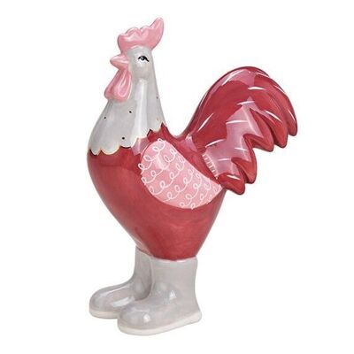 Gallo in ceramica rosa/rosa (L/A/P) 16x22x9cm