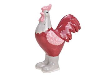Coq en céramique rose / rose (L / H / P) 16x22x9cm
