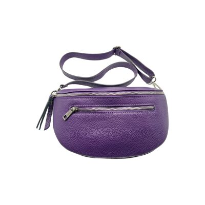 SAC BANANE 2 FERMETURE CUIR GRAINE 30CM VIOLET