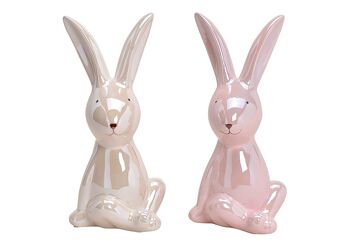 Bunny haute brillance en céramique colorée 2 fois