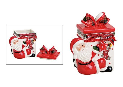 Dose Nikolaus mit Geschenkpäckchen aus Keramik Rot (B/H/T) 14x17x10cm