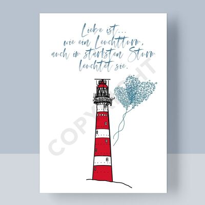 POSTCARD - LOVE IS LIKE A LIGHTHOUSE