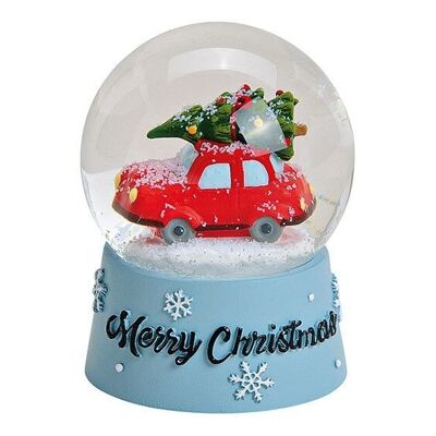 Sfera di neve auto natalizia Buon Natale in polistirolo