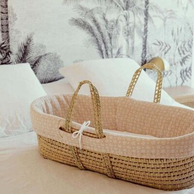 Linen-colored bassinet covering